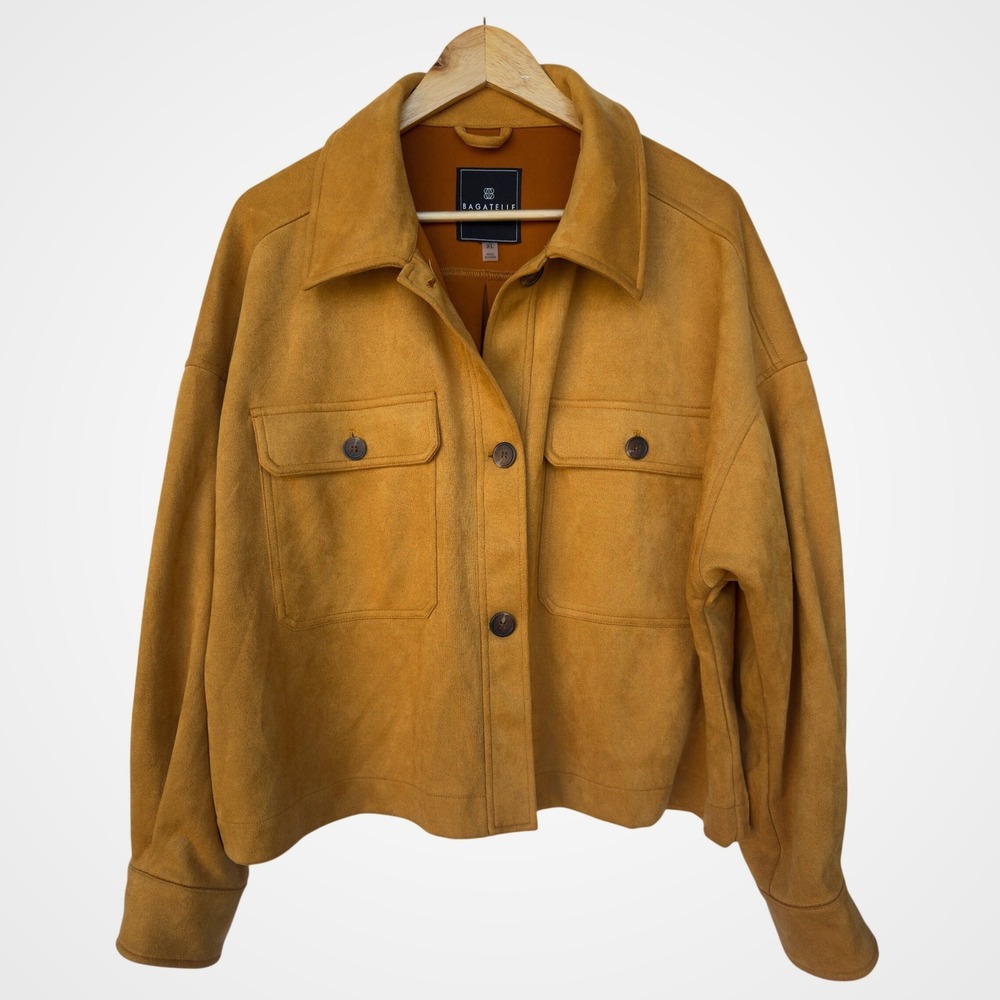 Bagatelle Faux Suede Shacket Yellow Cropped Boxy Western Boho XL